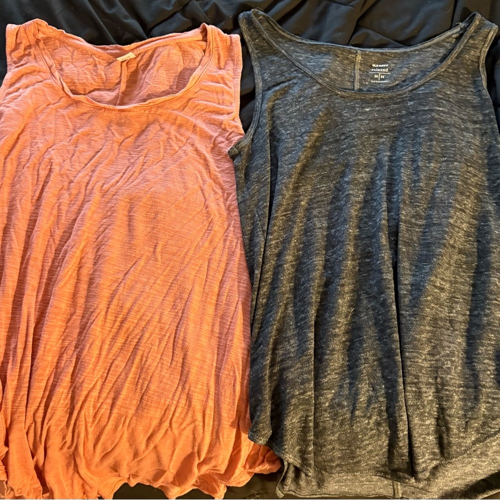 Two Casual Tank Tops — Coral and Charcoal